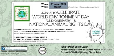 Celebrate World Environment Day and National Animal Rights Day 5th June,2022