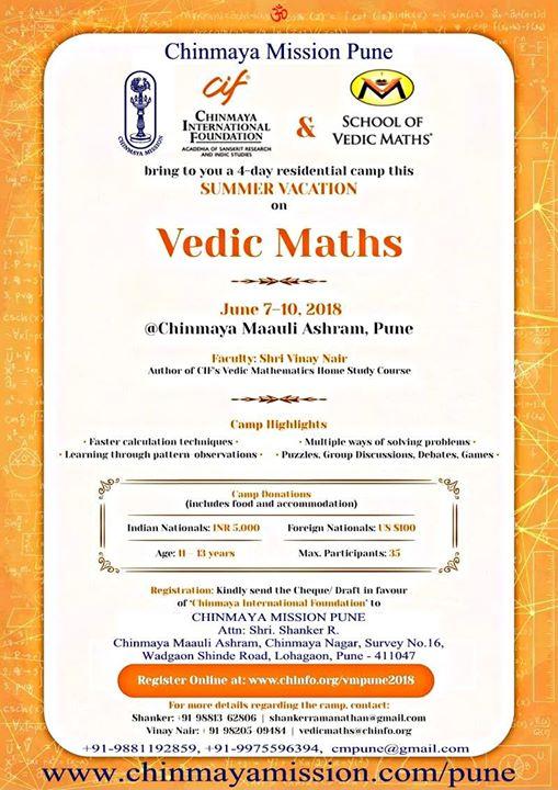 Vedic Maths Residential Camp at Chinmaya Maauli Ashram 2018