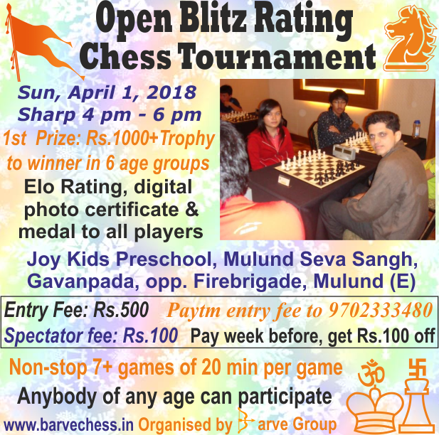 Mulund Saurabh Barve Open Blitz Chess Championship: All r eligible to participate