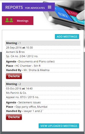 Online meeting planning with mobiles devices for Advocates 