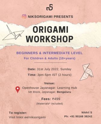 Origami Workshop - Beginners & Intermediate level