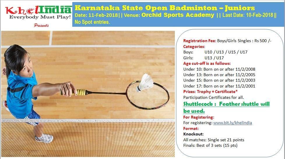 Karnataka State Open Badminton - Juniors